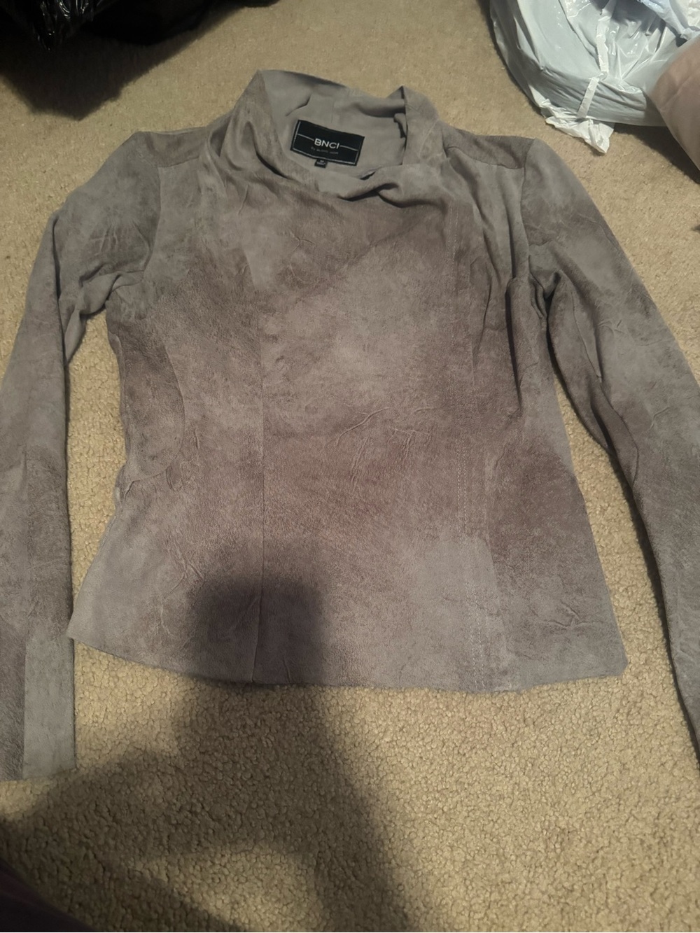 blanc noir Gray Suede-Look Fitted Jacket